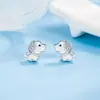 Brincos de tarraxa fofos de cachorrinho com zircônia incrustada de diamante estilo coreano brincos de tarraxa de cachorrinho do zodíaco feminino joias frescas e doces com epóxi