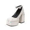 Zapatos de mujer bordados nuevos 2022 punta cuadrada plataforma tacón alto grueso boca baja zapatos de primavera y otoño de un solo color tallas grandes 40-43 zapatos de comercio exterior