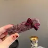 Pinza para el pelo de lana de cordero morada con lazo estilo coreano Pinza Bb Pinza para flequillo Pasador de pelo Pinza versátil para la frente
