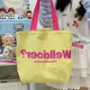 Bolso de lona de estilo coreano con diseño de dopamina para niñas, bolso tote de gran capacidad con cordón, bolso de hombro ligero para el día a día