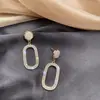 Pendientes Ovalados de Moda con Pedrería, Estilo Lujo Ligero, Diseño Coreano, Accesorios de Oreja Minimalistas de Moda de Nicho