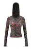 Conjunto de jaqueta curta com zíper e capuz iaiamgia slim fit e calça com estampa de letras e design de costura em contraste