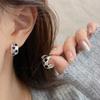 Nuevos Pendientes de Aro con Diseño Geométrico de Estrella y Forma de C en Colores Maillard con Goteo de Aceite para Mujer con Aguja de Plata Pendientes Exquisitos y Sencillos