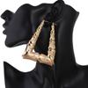 Nova personalidade da moda europeia e americana brincos de ouro e prata duas cores trapezoidal brincos de bambu brincos simples brincos atacado