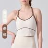 Colete de Yoga Feminino Estilo Coreano Costas Bonitas Cor Contrastante Bojo Fixo Absorvente de Suor Secagem Rápida Sutiã Esportivo Fitness Sutiã de Treinamento de Dança