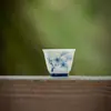 Taza de Té de Arcilla de Jade y Porcelana Blanca de las Dinastías Tang y Song, Decorada a Mano con Azul, Juego de Té de Cerámica Kung Fu para Uso Doméstico, Taza Individual, Taza Azul y Blanca