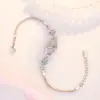Amor en el corazón del nuevo brazalete de plata personalizado brazalete con microincrustaciones joyería de plata regalos amantes joyería de moda venta al por mayor