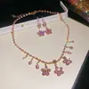 ¡Precioso y deslumbrante! Collar con colgante de flor de circón y gota de agua, cadena para la clavícula estilo corte vintage, joyería de lujo ligero y sensación de alta gama