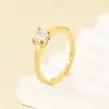 Anillo de Montura de Cuatro Garras con Diamante INS Personalidad Diamante Cuadrado/Redondo Moda Nicho Piedra de Color Acero Inoxidable Temperamento Anillo para Mujer