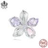 Aifule - Cuentas de silicona con forma de flor fresca, originales, s925, plata esterlina, ópalo, bricolaje, cuentas sueltas, joyería al por mayor