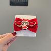 Danza del León Estilo Chino Princesa Lazo Grande Accesorio para el Cabello Adorno de Año Nuevo Rojo Campana Infantil Pasador Pinza Superior Tocado