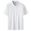Camiseta Masculina de Manga Curta em Nylon Seda de Gelo Verão Camiseta Seda de Gelo Cor Lisa Casual Top Jovem Secagem Rápida Stretch polo