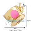 L51 Nueva Taza de Té Popular Europea y Americana Taza Cobre Puro Goteo de Color Aceite Incrustado Zirconia Perla Colgante Pequeño