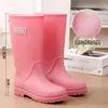 Botas de lluvia impermeables con estilo para mujer, de caña alta, antideslizantes, forradas de polar, botas de trabajo para adulto, botas de lluvia forradas de polar, botas de media caña antideslizantes, cálidas