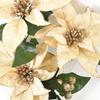 Quanmei venta al por mayor decoración navideña flor seca flor artificial flor falsa Nochebuena Dorado Plateado Colgante navideño artificial