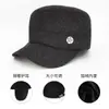 Gorra de Lana de Moda para Hombre para Otoño e Invierno, Gorra Plana Trendy Estilo Coreano para Adultos Mayores, Gorra de Visera de Pato con Protección para los Oídos