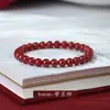 Pulsera Natural de Piedras Rojas Genuinas, Cuentas en Forma de Barril, Pulsera de Arena de Cuentas Puras Estilo Antiguo, Adecuada para Hombres y Mujeres para Usar como Amuleto de Año de Nacimiento, para los Nacidos en el Año del Caballo
