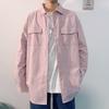 Outono 2020 Nova Moda Tendência Camisa de Algodão Masculina Manga Longa Solta Casual Cor Lisa Estilo Hong Kong Tamanho Grande Ins