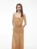 Amazon 2026 Vestido de tirantes finos estilo europeo y americano con adornos de hebilla metálica, malla plisada densa, transparente, con falda amplia