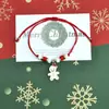 Pulseiras de Natal Mais Vendidas na Europa e América, Sino, Floco de Neve, Peças de Liga de Zinco e Argila Polimérica do Papai Noel, Pulseiras Trançadas à Mão