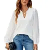 Ropa de mujer transfronteriza europea y americana 2026 Nueva estación independiente de Amazon top de gasa con retazos de encaje de color liso con cuello en V