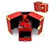 Caixa de Joias Urso de Flores de Sabão Simuladas de Porta Dupla Mais Vendida da Amazon Dia dos Namorados Brincos Colar Decoração Caixa de Presente