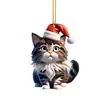 Gatito de Navidad de Dibujos Animados Transfronterizo Gato Lindo Regalo de Navidad Colgante de Árbol de Navidad Colgante Plano Acrílico Decoración