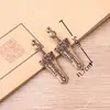 Espada de Ébano de Latão Puro Amuleto Chaveiro de Carro Pingente Moeda dos Cinco Imperadores Acessórios de Chaveiro de Corda Tecida à Mão