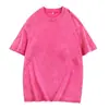 Camiseta Masculina Manga Curta Algodão Puro Lavado Vintage Pesado Transfronteiriça Marca Moderna Loose Retro Americano Top Versão Branca Lisa