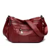 Bolso Grande de Piel Genuina para Mujer 2025 Nuevo Moderno Multicapa de Piel de Vaca Bolso de Hombro Cruzado para Madre de Edad Media
