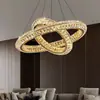 Lustre de cristal para sala de estar de luxo, modelo de designer, circular e grandioso, luz luxuosa para quarto, luminária de teto criativa para sala de jantar