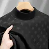 Camisa básica de terciopelo de doble cara con cuello semi-alto para hombre, otoño e invierno 2024, camiseta de manga larga cálida engrosada con forro polar, ropa de otoño