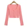 2570-25 Novo Estilo de Inverno Americano Sexy Pura Luxúria Sexy Decote em V Profundo Osso da Clavícula Exposto Fenda Jaqueta Curta de Manga Longa