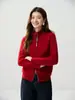 Estilo Old Money~ Cuello Alto Cremallera Doble Cardigan de Cachemir para Mujer Textura de Punto Trenzado Prendas de Punto Capa Base Engrosada Ropa de Abrigo