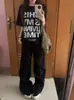 Camiseta Casual de Manga Curta em Algodão Puro com Estampa de Letras Retro Americana Tendência para Homens e Mulheres, Top Casual Solto e Versátil de Casal para o Verão
