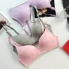 Venda Direta de Fábrica Venda Quente Transfronteiriça Roupa Íntima Fresca Xadrez Leve para Mulheres com Seios Pequenos, Conjunto de Sutiã Push-Up Sem Fio para Meninas Jovens
