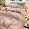 Conjunto de Verão de Seda de Gelo de Quatro Peças, Toque de Luxo Leve e de Alta Qualidade, Capa de Edredom, Lençol, Conjunto de Cama de Verão de Três Peças, Lavável e Lavável à Máquina