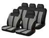 Fundas de Asiento Universales Estilo Comercio Exterior con Diseño de Rayas Verticales y Acolchado Alado, Modernas, Exquisitas y Cómodas, Juego de 9 Piezas para Automóviles de Cinco Plazas