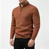 Nueva colección Otoño/Invierno 2026: suéter de punto para hombre, color liso, con media cremallera, tipo pullover, prenda básica casual para hombres jóvenes