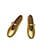 Sapatos Femininos Mary Jane Vintage de Couro Genuíno Planos com Rebite de Uma Tira e Bico Redondo em Pelo de Cavalo Moda Couro Sapatos Fábrica de Origem