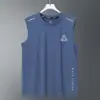 Chaleco de Seda de Hielo para Hombre, Estilo Delgado de Moda, Cuello Redondo, Malla, Transpirable, Secado Rápido, Chaleco Deportivo de Hombros Anchos, Sin Mangas, Ropa de Verano