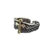 Anillo Abierto Dominante con Alas Retro, Plumas, Cruz, Letras Graffiti para Dedo de Hombre
