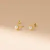 Pendientes de Plata de Ley S925 Nalan Moda Commute Pendientes de Hilo con Perlas Diseño de Estilo Fresco con Pendiente M08396