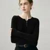 Otoño/Invierno 2026 Nuevo Suéter de Cachemira Cuello Redondo Manga Larga Botones Color Sólido Corte Delgado Favorecedor Top Base