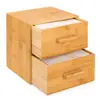 Caja de Almacenamiento Multifuncional Tapa Toalla Facial Caja de Bambú Cubo Doble Capa Removedor de Maquillaje Caja de Madera Cajón de Bambú Toalla Facial
