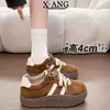 Zapatos de entrenamiento alemanes de cuero genuino con suela gruesa, mocasines para mujer, nueva colección otoño/invierno 2026, forrados de felpa, zapatos de doble algodón, zapatillas casuales