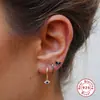 Pendientes de Ojo de Diablo de Plata de Ley S925 Pendientes de Diamante Azul Juego Combinado de Pendientes de Presión Estilo Europeo y Americano Pendientes Chapados en Oro