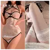 Ropa interior hermosa y seductora con diseño calado, Ropa de dormir vintage abotonada, Cheongsam seductor y sexy sin espalda, Ropa de noche transparente de deseo puro