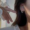 S925 Brincos Simples de Prata Esterlina Feminino Estilo Frio Avançado Sense Brilhante Fivela de Orelha Espiga de Orelha Anel de Orelha Joias de Orelha