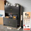 Estante de cocina de pie multicapa, gabinete para horno de microondas, aparador multifuncional de acero al carbono, encimera de losa de roca, gabinete